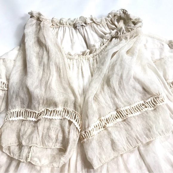 Bella Umbra White on White Print Silk Dress Size L - Picture 13 of 16